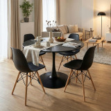 Set tavoline ngrënieje Julita-Balou me 5 copë pakoworld MDF-PP në ngjyrë të zezë-natyrale D120x73cm