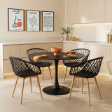 Set tavoline ngrënieje Ezra-Balou pakoworld me 5 pp-mdf në ngjyrë të zezë-natyrale D120x73cm