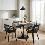 Set tavoline ngrënieje Ezra-Balou pakoworld prej 5 copësh pp-mdf në ngjyrë të zezë D120x73cm