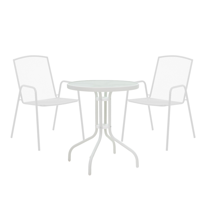 Set ngrënieje Watson-Pomedon pakoworld 3 copë metal në nuancë të bardhë