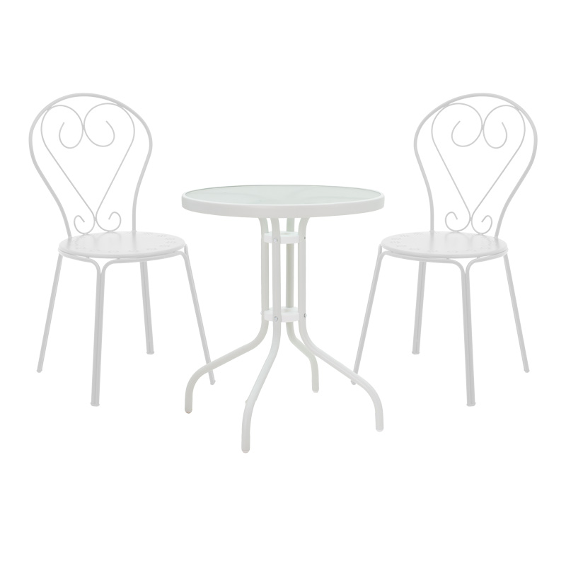 Set ngrënieje Watson-Chari pakoworld 3 copë metal në nuancë të bardhë