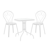 Set ngrënieje Watson-Chari pakoworld 3 copë metal në nuancë të bardhë 70x70x70cm