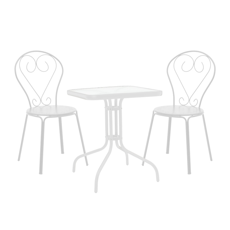 Set ngrënieje Watson-Chari pakoworld 3 copë metal në nuancë të bardhë 70x70x70cm