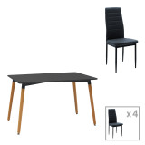 Set tavoline ngrënieje prej 5 copësh Natali-Parker pakoworld mdf në ngjyrë të zezë-natyrale 120x80x76cm