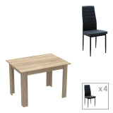 Set tavoline ngrënieje me 5 pjesë Manka-Parker pakoworld mdf në ngjyrë të zezë-SONOMA 110x80x77cm