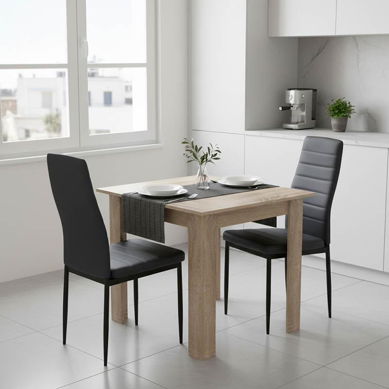 Set tavoline ngrënieje 3 copë Manka-Parker pakoworld madf në ngjyrë të zezë-sonoma 80x80x77cm