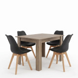 Set tavoline ngrënie me 5 pjesë Manka-Gaston pakoworld në ngjyrë sonoma truffle-e zezë 110x80x77cm