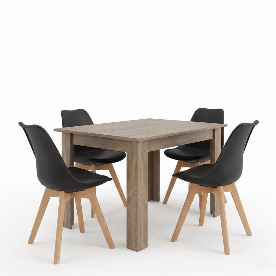 Set tavoline ngrënie me 5 pjesë Manka-Gaston pakoworld në ngjyrë sonoma truffle-e zezë 110x80x77cm