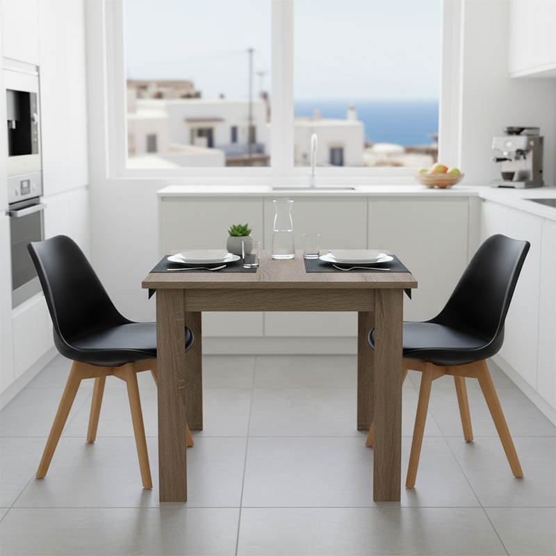 Set tavoline ngrënieje 3 copë Manka Ι -Gaston pakoworld në ngjyrë sonoma truffle-e zezë 80x80x77cm