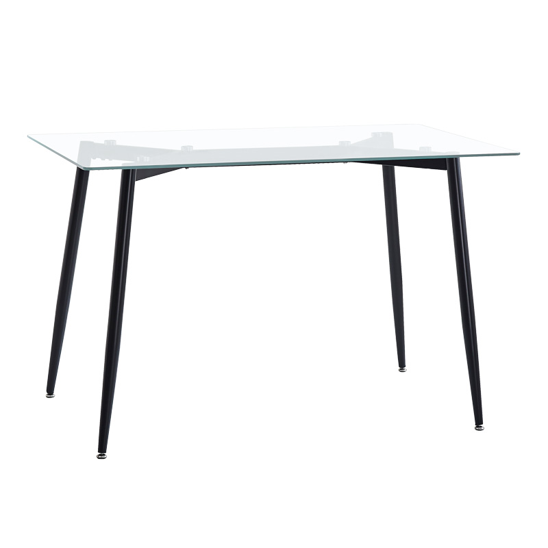 Tavolinë ngrënie Quana-Julita pakoworld set prej 5 copësh xham 8mm transparent - këmbë e zezë 120x70x75cm