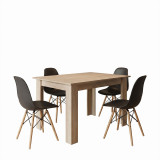 Set tavoline ngrënieje 5-copëshe Manka-Julita pakoworld në ngjyrë sonoma-e zezë 110x80x77cm