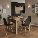 Set tavoline ngrënieje me 5 copë Manka-Julita pakoworld në ngjyrë sonoma truffle-e zezë 110x80x77cm