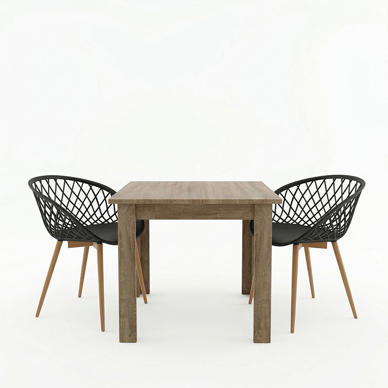 Set tavoline ngrënieje me 3 pjesë Manka-Ezra pakoworld në ngjyrë SONOMA truffle-e zezë 80x80x77cm