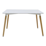 Tavolinë ngrënieje Natali-Parker pakoworld set me 5 copë MDF këmbë të bardha-natyrale 120x80x76cm