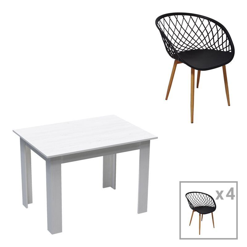 Set tavoline ngrënieje Manka-Ezra pakoworld me 5 pjesë në të bardhë 110x80x77cm