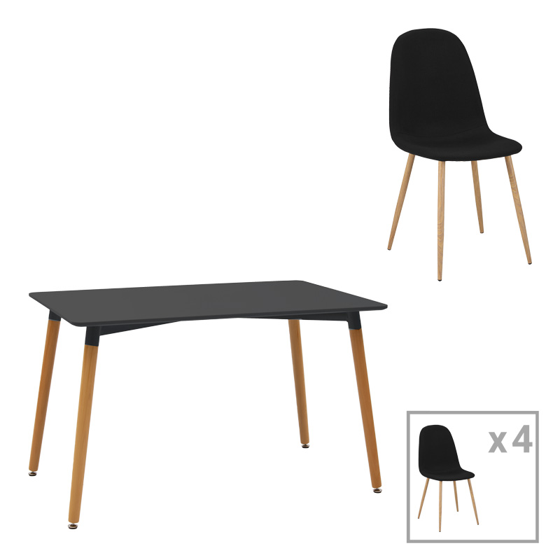 Set tavoline ngrënieje me 5 pjesë Natali-Bella pakoworld mdf në ngjyrë të zezë-natyrale 120x80x76cm