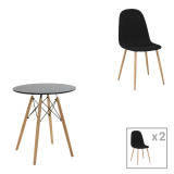 Set tavoline ngrënieje me 3 copë Julita-Bella pakoworld mdf në ngjyrë të zezë-natyrale D60x73cm