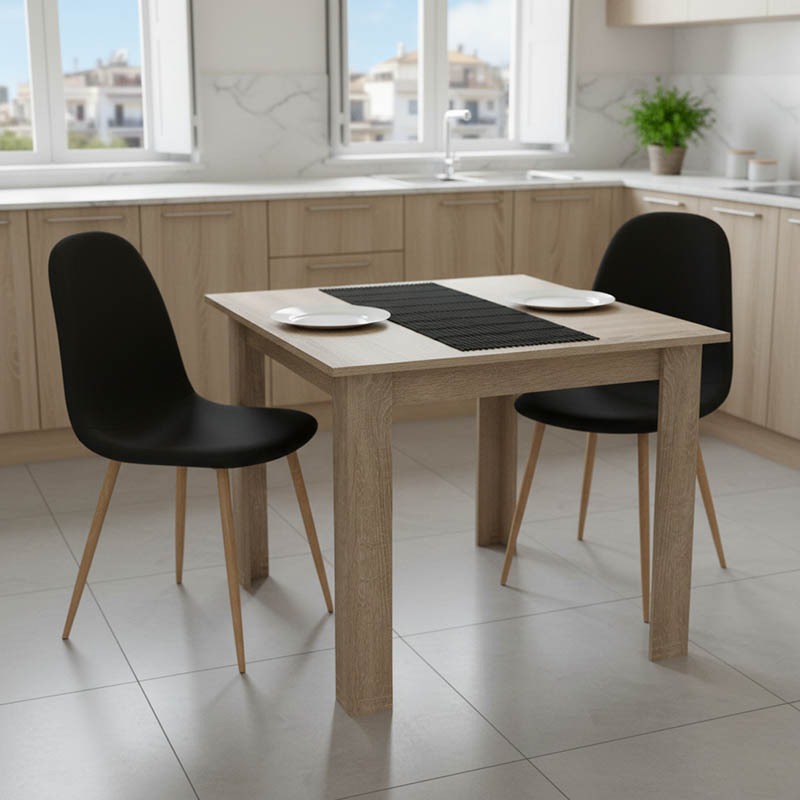 Set tavoline ngrënieje me 3 pjesë Manka I-Bella pakoworld mdf në ngjyrë tartuf SONOMA 80x80x77cm