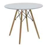Julita-Gaston set tavoline ngrënieje 5 copë pakoworld MDF dhe dru ahu në nuancë të bardhë-natyrale D80x73cm