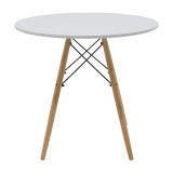 Julita-Gaston set tavoline ngrënieje 5 copë pakoworld MDF dhe dru ahu në nuancë të bardhë-natyrale D80x73cm
