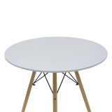 Julita-Gaston set tavoline ngrënieje 5 copë pakoworld MDF dhe dru ahu në nuancë të bardhë-natyrale D80x73cm