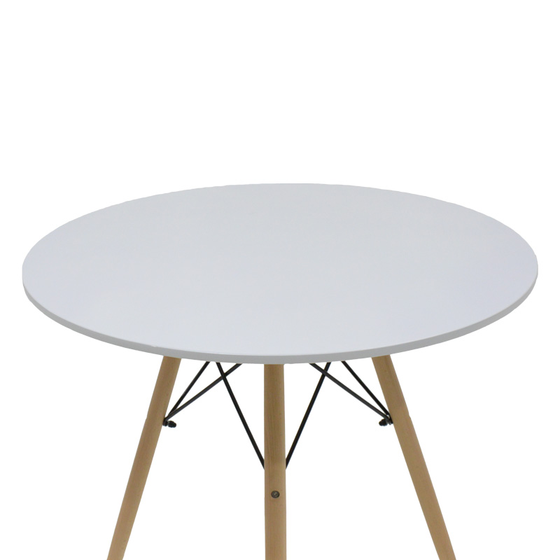 Julita-Gaston set tavoline ngrënieje 5 copë pakoworld MDF dhe dru ahu në nuancë të bardhë-natyrale D80x73cm