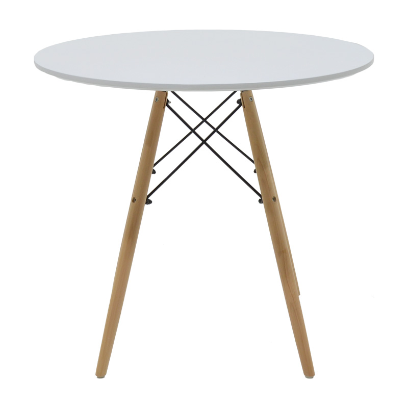 Tavolinë ngrënie Julita set me 5 pakoworld MDF dhe dru ahu në nuancë të bardhë-natyrale D80x73cm