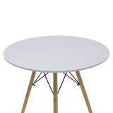 Tavolinë ngrënie Julita set me 5 pakoworld MDF dhe dru ahu në nuancë të bardhë-natyrale D80x73cm