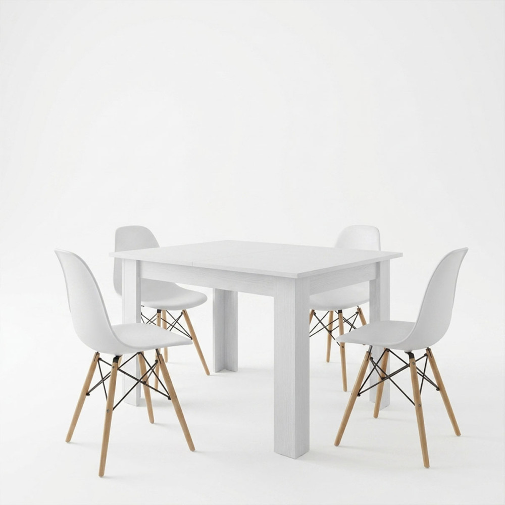 Set tavoline ngrënieje me 5 copë Manka-Julita pakoworld në ngjyrë të bardhë 110x80x77cm