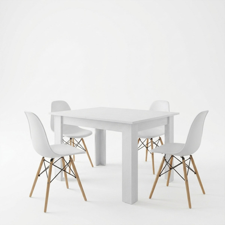 Set tavoline ngrënieje me 5 copë Manka-Julita pakoworld në ngjyrë të bardhë 110x80x77cm