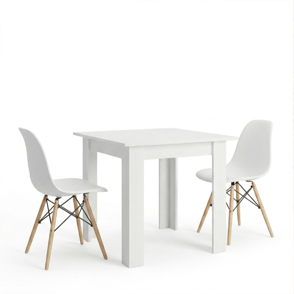 Set tavoline ngrënieje me 3 pjesë Manka-Julita pakoworld në ngjyrë të bardhë 80x80x77cm
