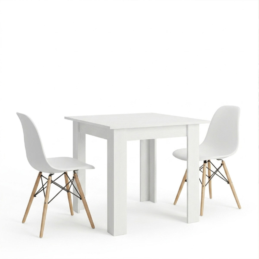 Set tavoline ngrënieje me 3 pjesë Manka-Julita pakoworld në ngjyrë të bardhë 80x80x77cm