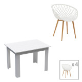 Set tavoline ngrënieje me 5 pjesë Manka-Ezra pakoworld në ngjyrë të bardhë 110x80x77cm