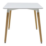 Set tavoline ngrënie Bella-Natali pakoworld me 3 copë MDF e bardhë-këmbë natyrale 80x80x76cm
