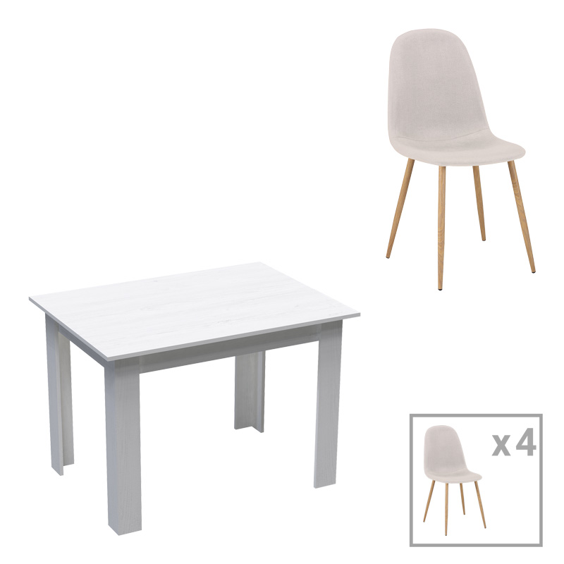 Set tavoline ngrënieje Bella-Manka pakoworld prej 5 copësh në të bardhë 110x80x77cm