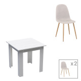 Set tavoline ngrënieje Bella-Manka pakoworld 3 copë në të bardhë 80x80x77cm