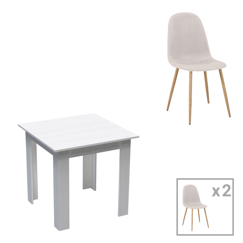 Set tavoline ngrënieje Bella-Manka pakoworld 3 copë në të bardhë 80x80x77cm