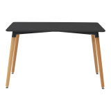 Tavolinë ngrënie Natali-Noor pakoworld set me 5 copë MDF e zezë-këmbë natyrale 120x80x76cm