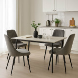 Set ngrënieje Azori-Gustas pakoworld 5 copë mermer i bardhë-antracit 120x80x76cm