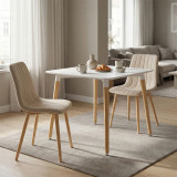 Set tavoline ngrënieje Natali-Noor pakoworld me 3 copë MDF këmbë të bardha-bezhë-natyrale 80x80x76cm