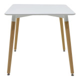 Set tavoline ngrënieje Natali-Noor pakoworld me 3 copë MDF këmbë të bardha-bezhë-natyrale 80x80x76cm