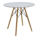 Set tavoline ngrënieje Julita-Noor pakoworld me 3 copë MDF këmbë të zeza-natyrale Φ80x73cm