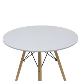 Tavolinë ngrënieje Julita-Noor pakoworld set me 5 copë MDF këmbë të bardha-gri-natyrale D80x76cm