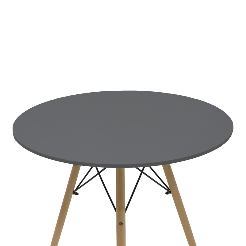 Tavolinë ngrënieje Julita-Noor pakoworld set me 5 copë MDF këmbë të zeza-gri-natyrale D80x76cm