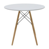 Set tavoline ngrënieje Julita-Noor pakoworld me 3 copë MDF pëlhurë e bardhë-bezhë Φ80x73cm