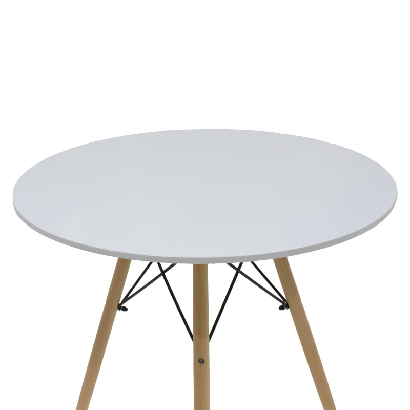 Set tavoline ngrënieje Julita-Noor pakoworld me 3 copë MDF pëlhurë e bardhë-bezhë Φ80x73cm