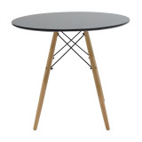 Set tavoline ngrënieje Julita-Noor pakoworld me 3 copë MDF pëlhurë e zezë-bezhë Φ80x73cm