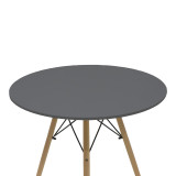 Set tavoline ngrënieje Julita-Noor pakoworld me 3 copë MDF pëlhurë e zezë-bezhë Φ80x73cm
