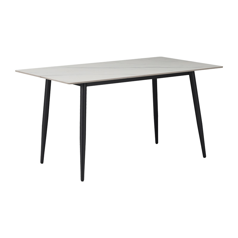 Set tavoline ngrënieje Gustas-Giselle pakoworld me 5 pjesë mermer i bardhë guri i sinterizuar-metal i zi 120x80x75cm