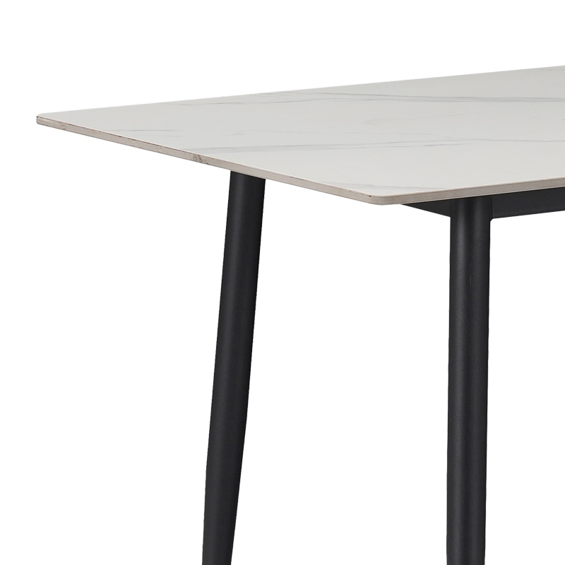 Set tavoline ngrënieje Gustas-Giselle pakoworld me 5 pjesë mermer i bardhë guri i sinterizuar-metal i zi 120x80x75cm